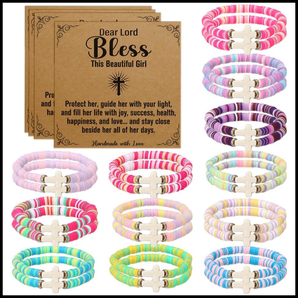 Multicolored Cross Friendship Bracelets Set Adjustable Elastic Y2K Party Favors